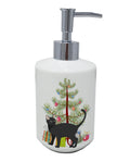 Malayan Cat Christmas Ceramic Soap Dispenser , Empty Refillable Hand Soap Pump Bottle for Bathroom Kitchen