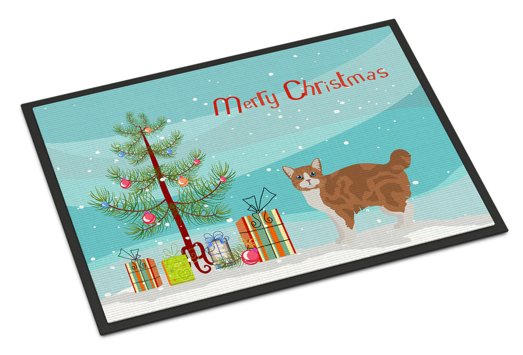 Manx Cat Christmas Doormat Indoor Outdoor 24H X 36W Front Door Mat Rugs for Entryway, Non Slip Washable Low Pile,