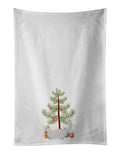 Munchkin Cat Christmas Kitchen Towel Set of 2 White Dish Towels Decorative Bathroom Hand towel for Hand, Face, Hair, Yoga, Tea, Dishcloth, 19 X 28", White