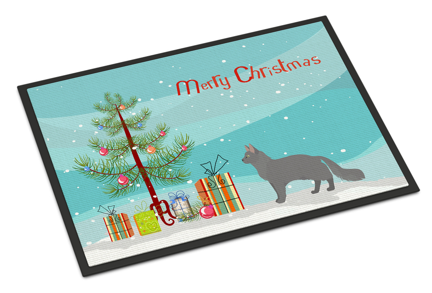 Nebelung Cat Christmas Doormat Indoor Outdoor 18H X 27W Front Door Mat Rugs for Entryway, Non Slip Washable