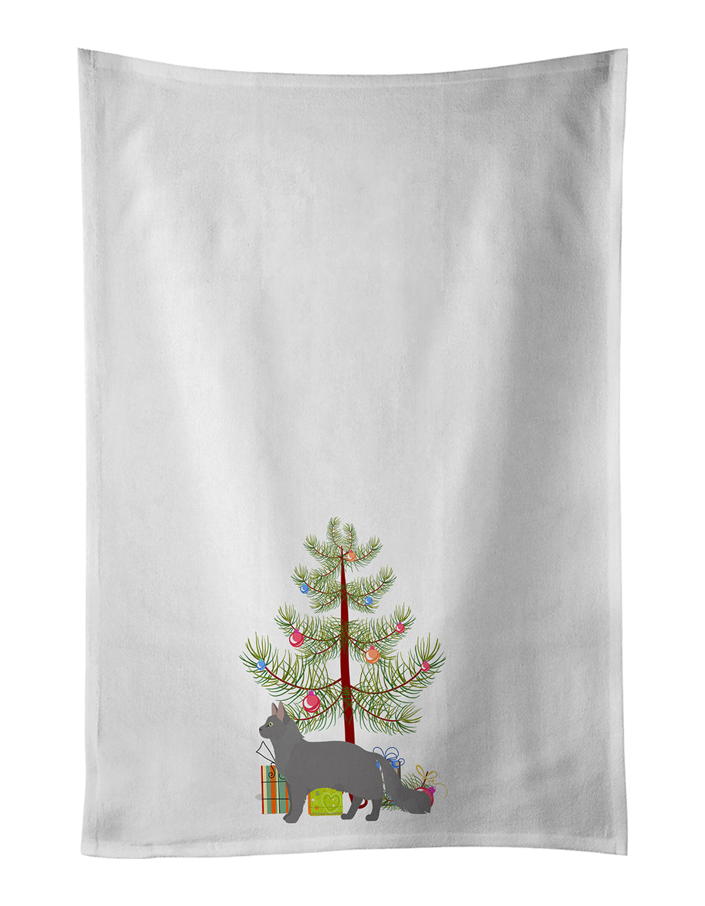 Nebelung Cat Christmas Kitchen Towel Set of 2 White Dish Towels Decorative Bathroom Hand towel for Hand, Face, Hair, Yoga, Tea, Dishcloth, 19 X 28", White
