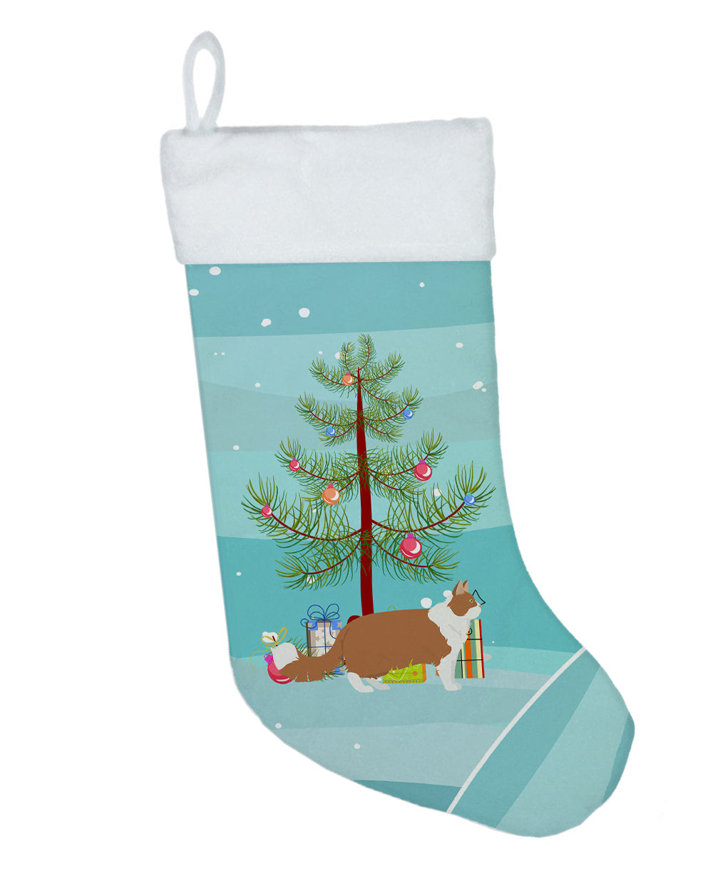 Norwegian Forest Cat Christmas Holiday Stocking Double-Sided Print, Polyester Suede,11x18, Made in USA