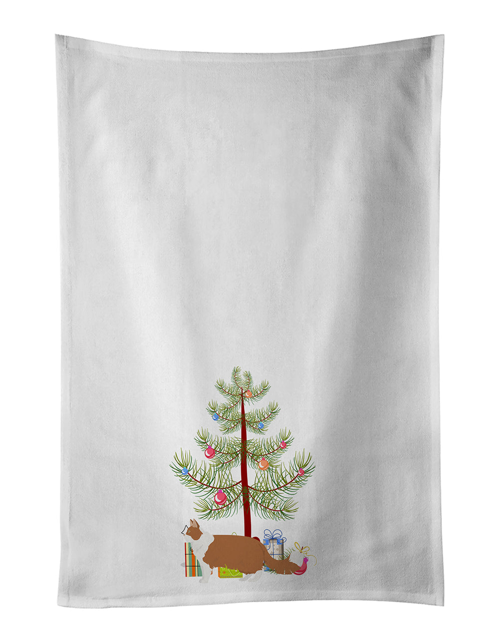 Norwegian Forest Cat Christmas Kitchen Towel Set of 2 White Dish Towels Decorative Bathroom Hand towel for Hand, Face, Hair, Yoga, Tea, Dishcloth, 19 X 28", White