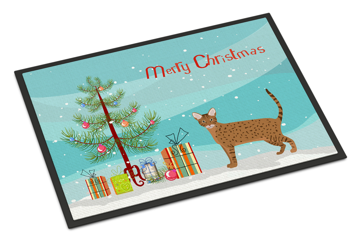Ocicat Cat Christmas Doormat Indoor Outdoor 24H X 36W Front Door Mat Rugs for Entryway, Non Slip Washable Low Pile,