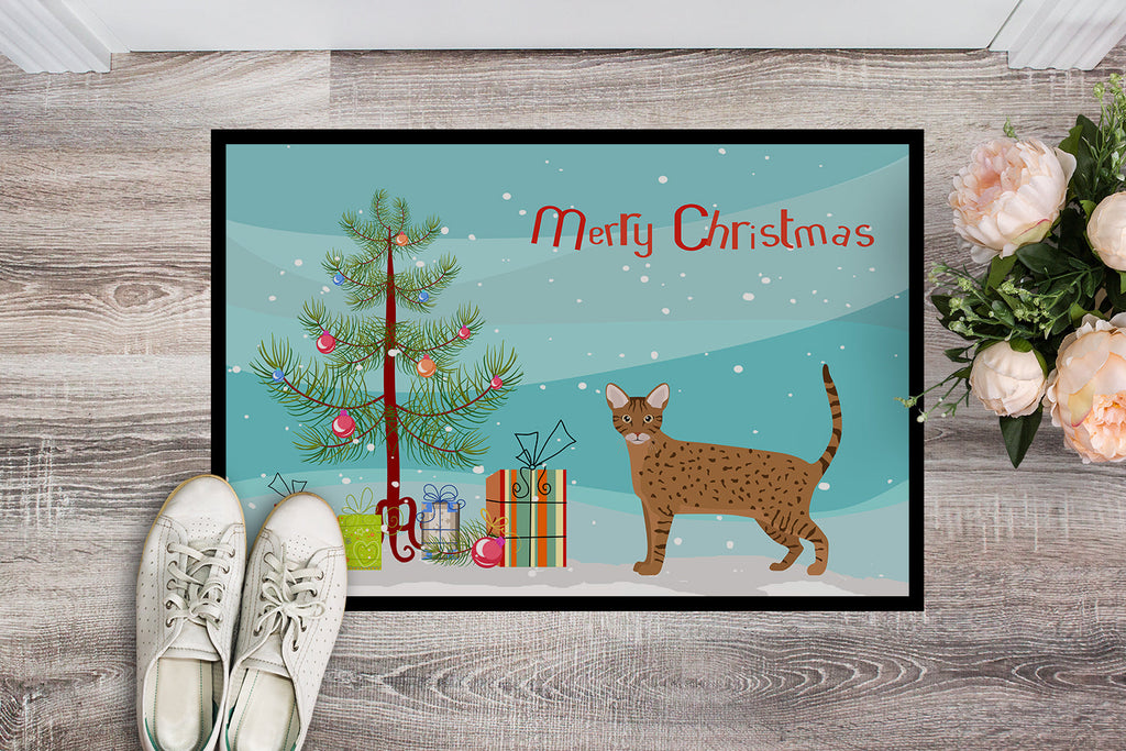 Ocicat Cat Christmas Doormat Indoor Outdoor 24H X 36W Front Door Mat Rugs for Entryway, Non Slip Washable Low Pile,