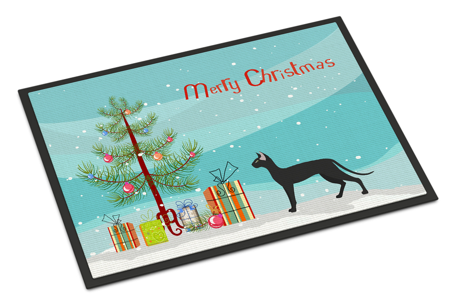 Oriental Shorthair Cat Christmas Doormat Indoor Outdoor 24H X 36W Front Door Mat Rugs for Entryway, Non Slip Washable Low Pile,