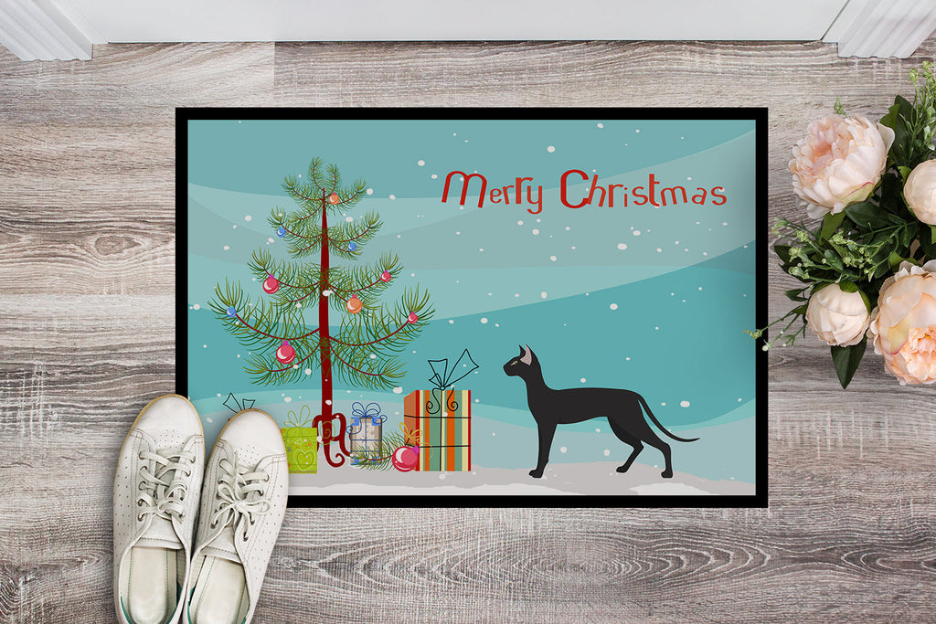 Oriental Shorthair Cat Christmas Doormat Indoor Outdoor 24H X 36W Front Door Mat Rugs for Entryway, Non Slip Washable Low Pile,