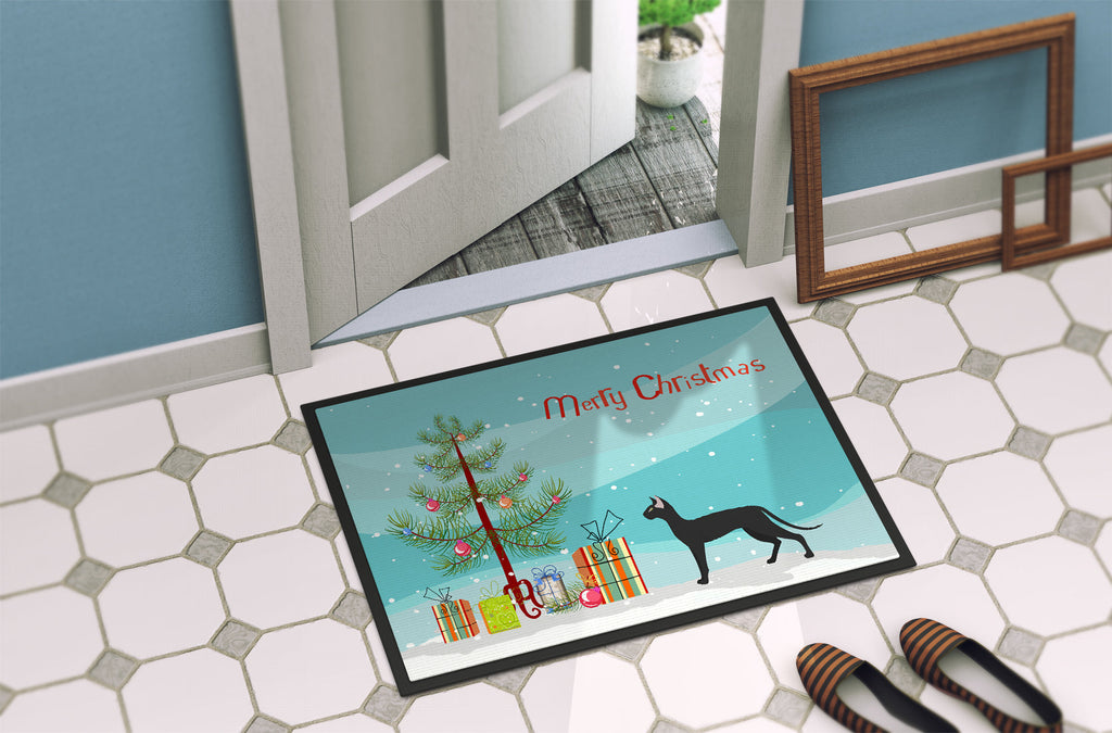 Oriental Shorthair Cat Christmas Doormat Indoor Outdoor 18H X 27W Front Door Mat Rugs for Entryway, Non Slip Washable