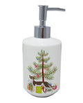 Oriental Shorthair Cat Christmas Ceramic Soap Dispenser , Empty Refillable Hand Soap Pump Bottle for Bathroom Kitchen
