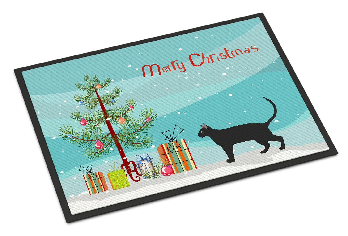 Pantherette Cat Christmas Doormat Indoor Outdoor 24H X 36W Front Door Mat Rugs for Entryway, Non Slip Washable Low Pile,