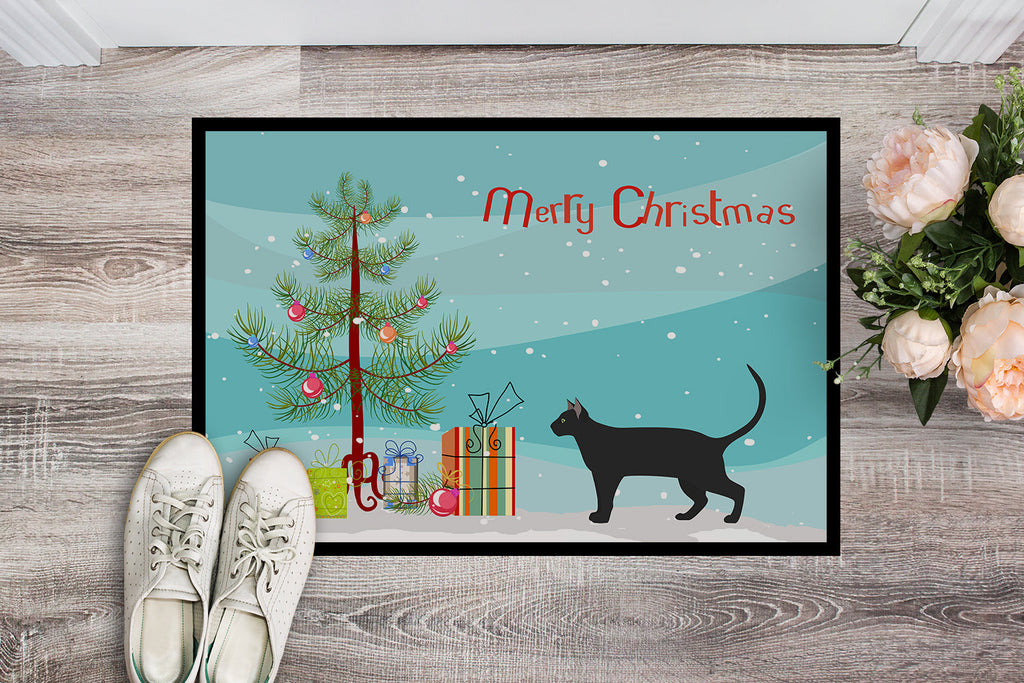 Pantherette Cat Christmas Doormat Indoor Outdoor 24H X 36W Front Door Mat Rugs for Entryway, Non Slip Washable Low Pile,