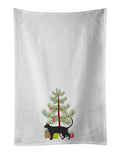Pantherette Cat Christmas Kitchen Towel Set of 2 White Dish Towels Decorative Bathroom Hand towel for Hand, Face, Hair, Yoga, Tea, Dishcloth, 19 X 28", White