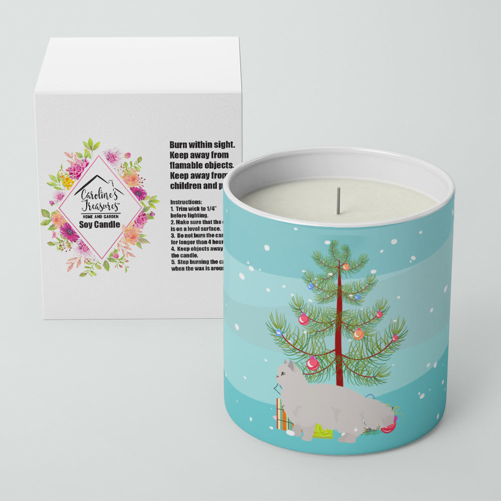 White Persian Traditional Cat Christmas Decorative Soy Candle Nature Soy Wax Essential Oil Home Decor Ideal for Bedroom Kitchen Bath Office Gift, 10 oz