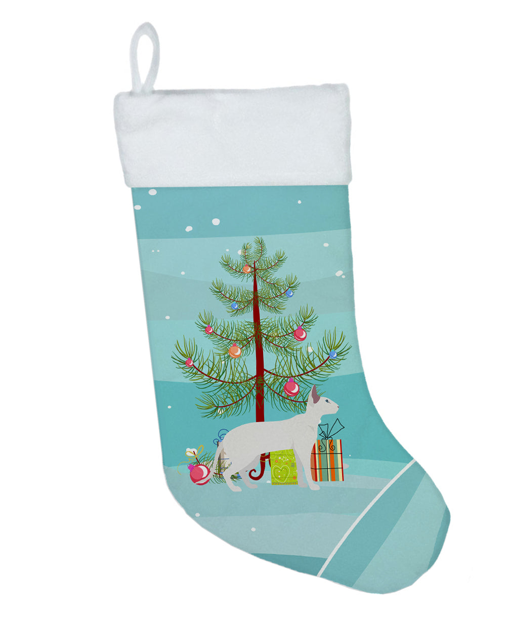 Peterbald Cat  Christmas Holiday Stocking Double-Sided Print, Polyester Suede,11x18, Made in USA