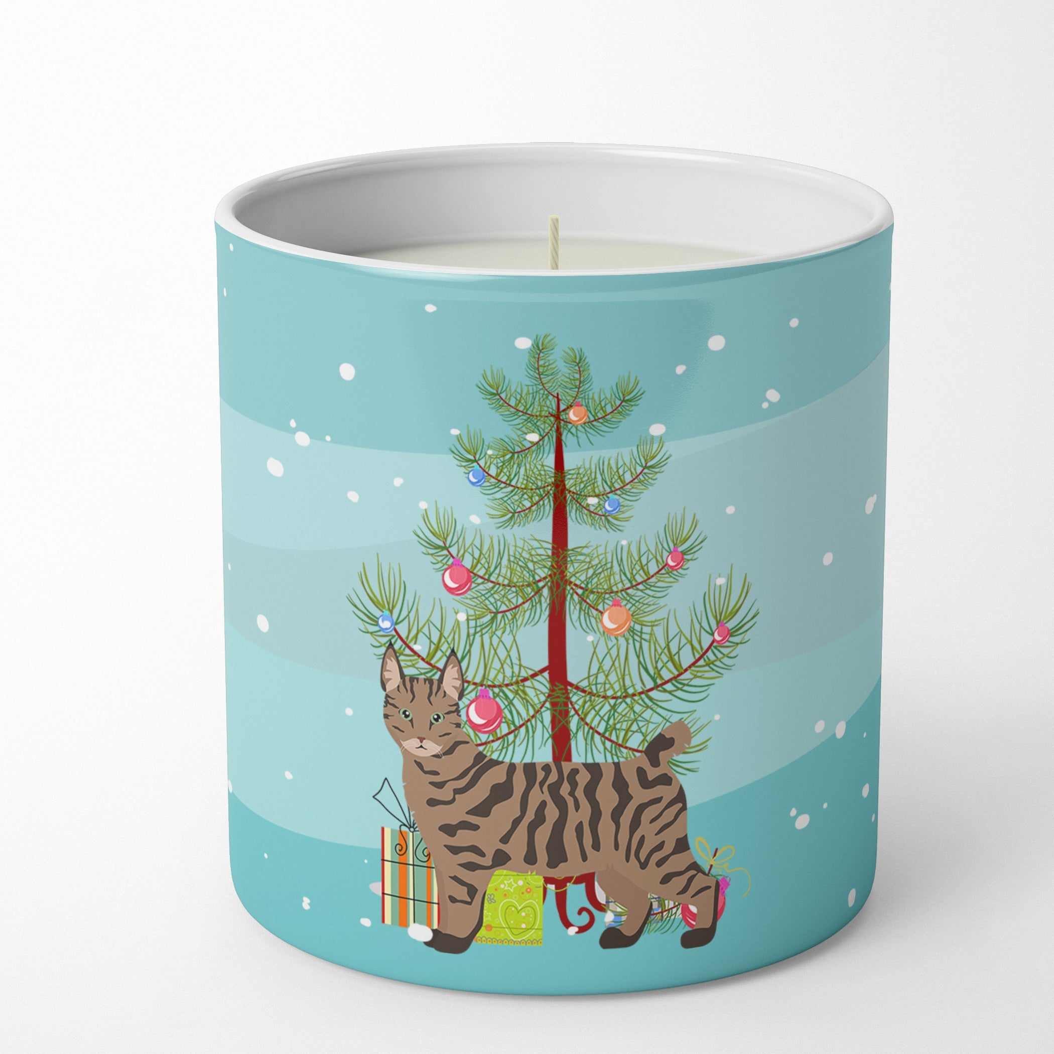 Pixie Bob Cat  Christmas Decorative Soy Candle Nature Soy Wax Essential Oil Home Decor Ideal for Bedroom Kitchen Bath Office Gift, 10 oz