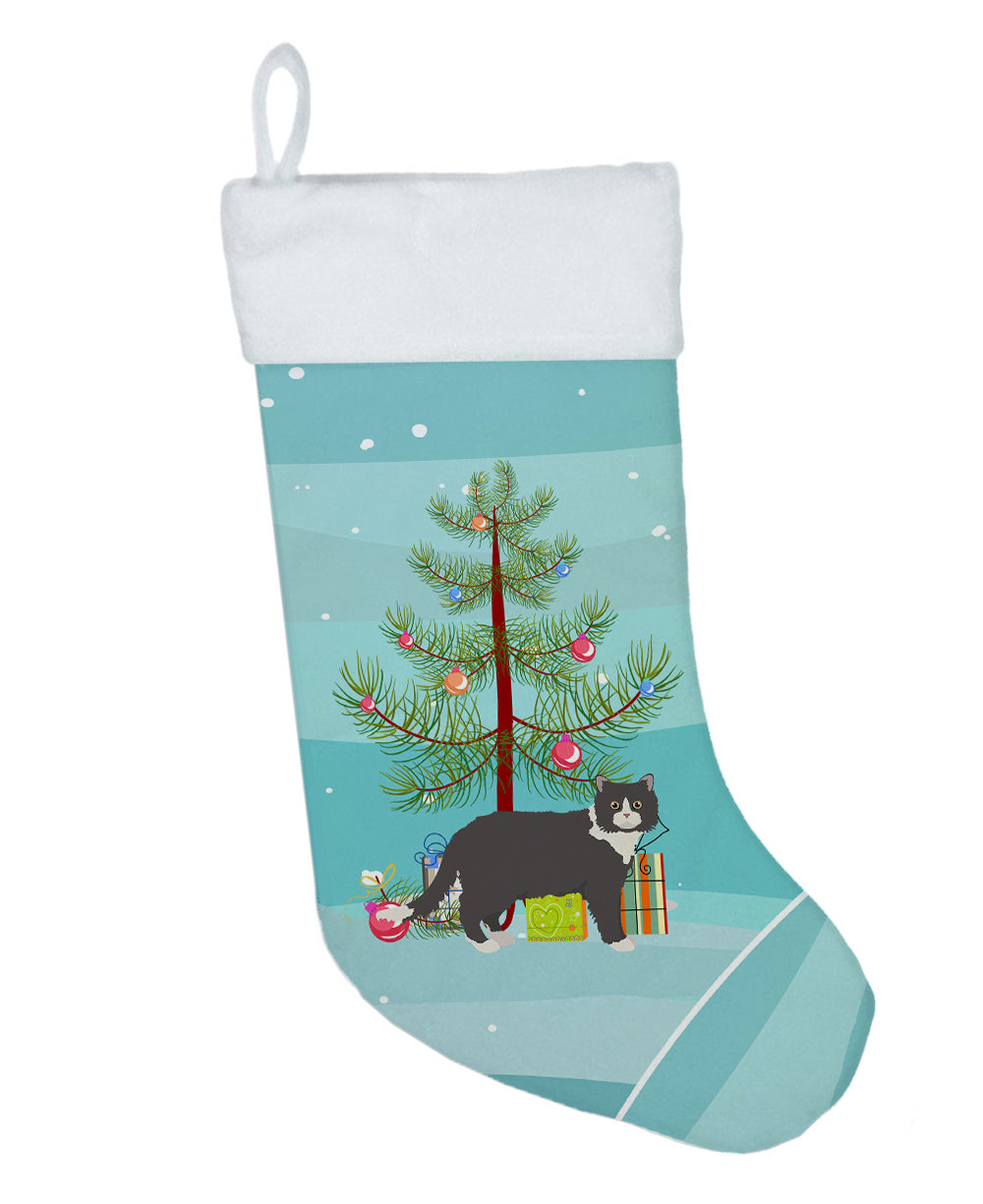 Poodle Cat Cat Christmas Holiday Stocking Double-Sided Print, Polyester Suede,11x18, Made in USA