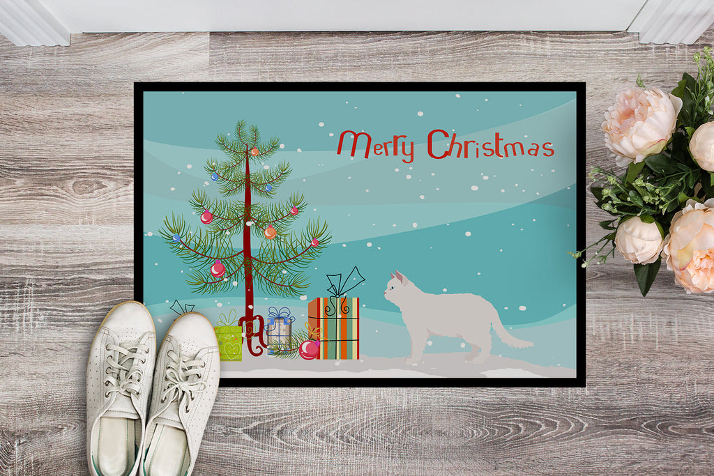 Poodle Cat Cat Christmas Doormat Indoor Outdoor 18H X 27W Front Door Mat Rugs for Entryway, Non Slip Washable