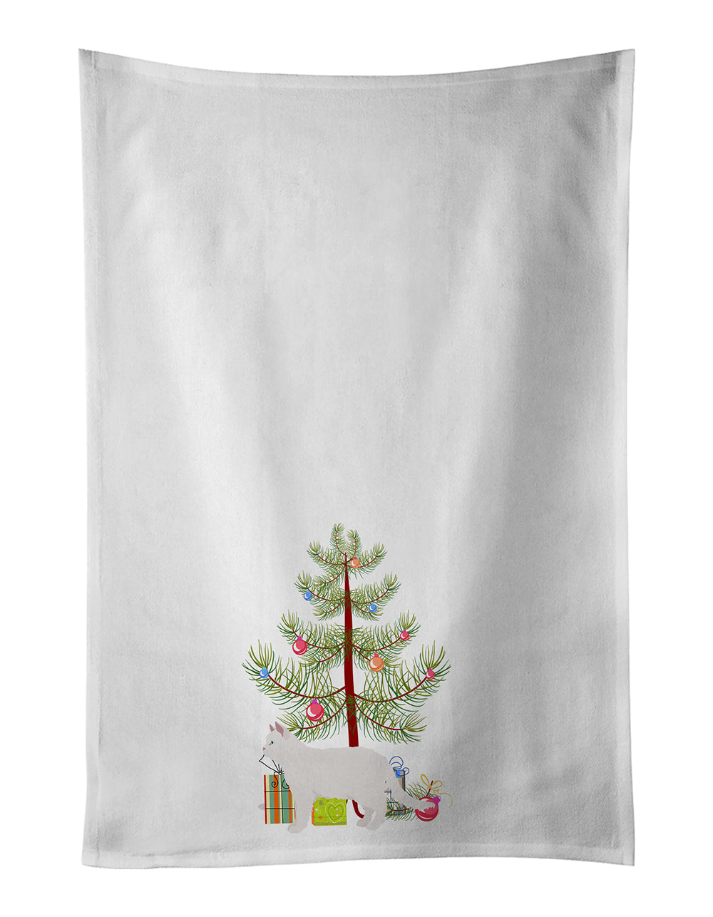 Poodle Cat Cat Christmas Kitchen Towel Set of 2 White Dish Towels Decorative Bathroom Hand towel for Hand, Face, Hair, Yoga, Tea, Dishcloth, 19 X 28", White
