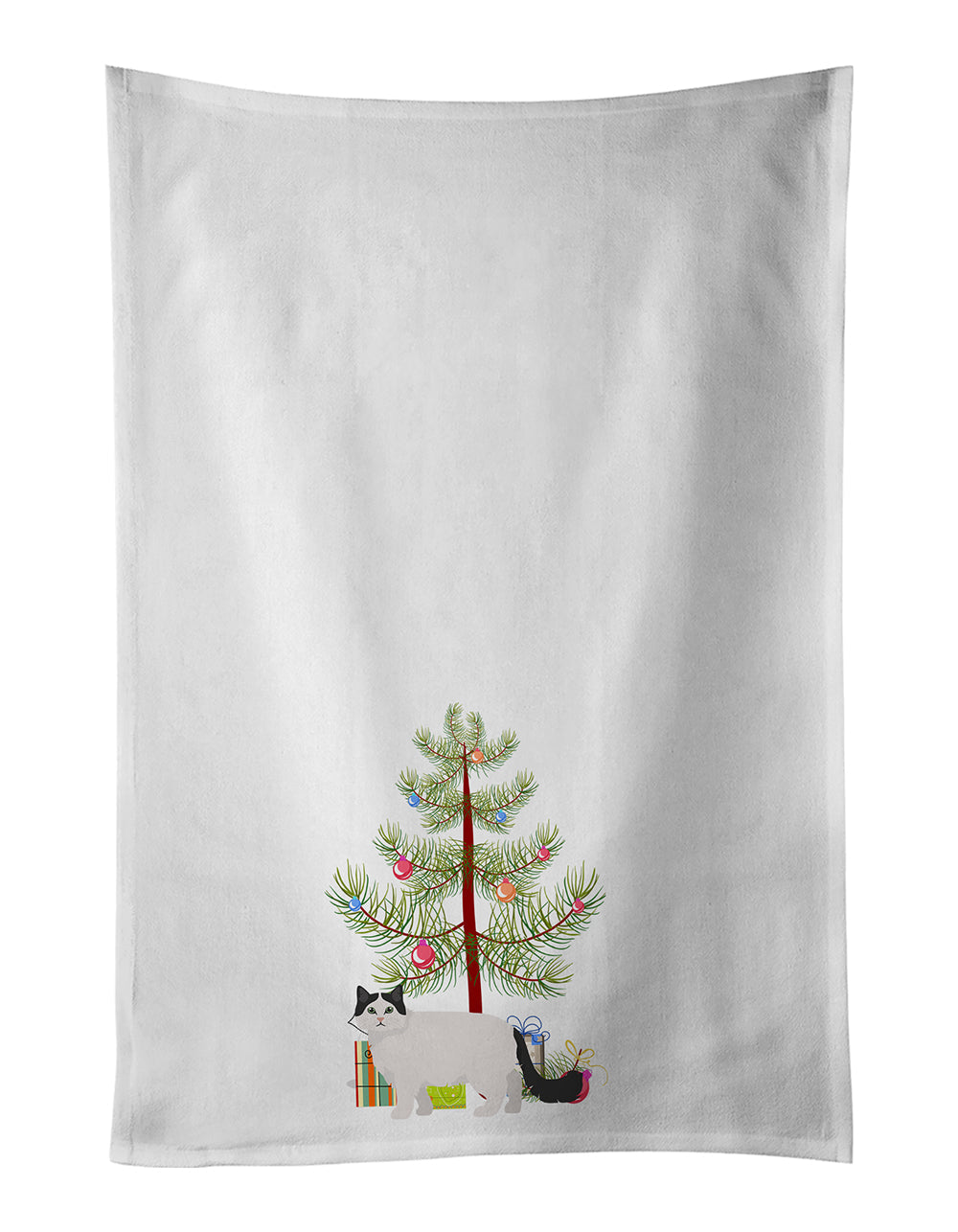 Ragamuffin Cat  Christmas Kitchen Towel Set of 2 White Dish Towels Decorative Bathroom Hand towel for Hand, Face, Hair, Yoga, Tea, Dishcloth, 19 X 28", White