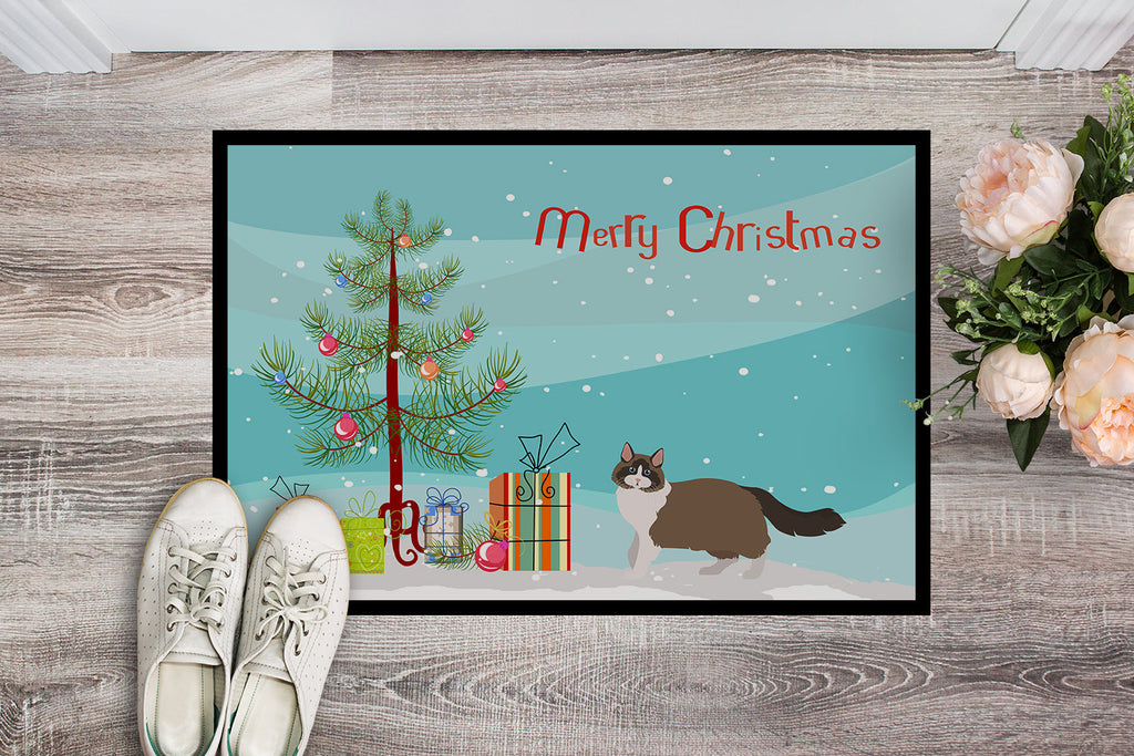 Ragdoll Cat  Christmas Doormat Indoor Outdoor 24H X 36W Front Door Mat Rugs for Entryway, Non Slip Washable Low Pile,