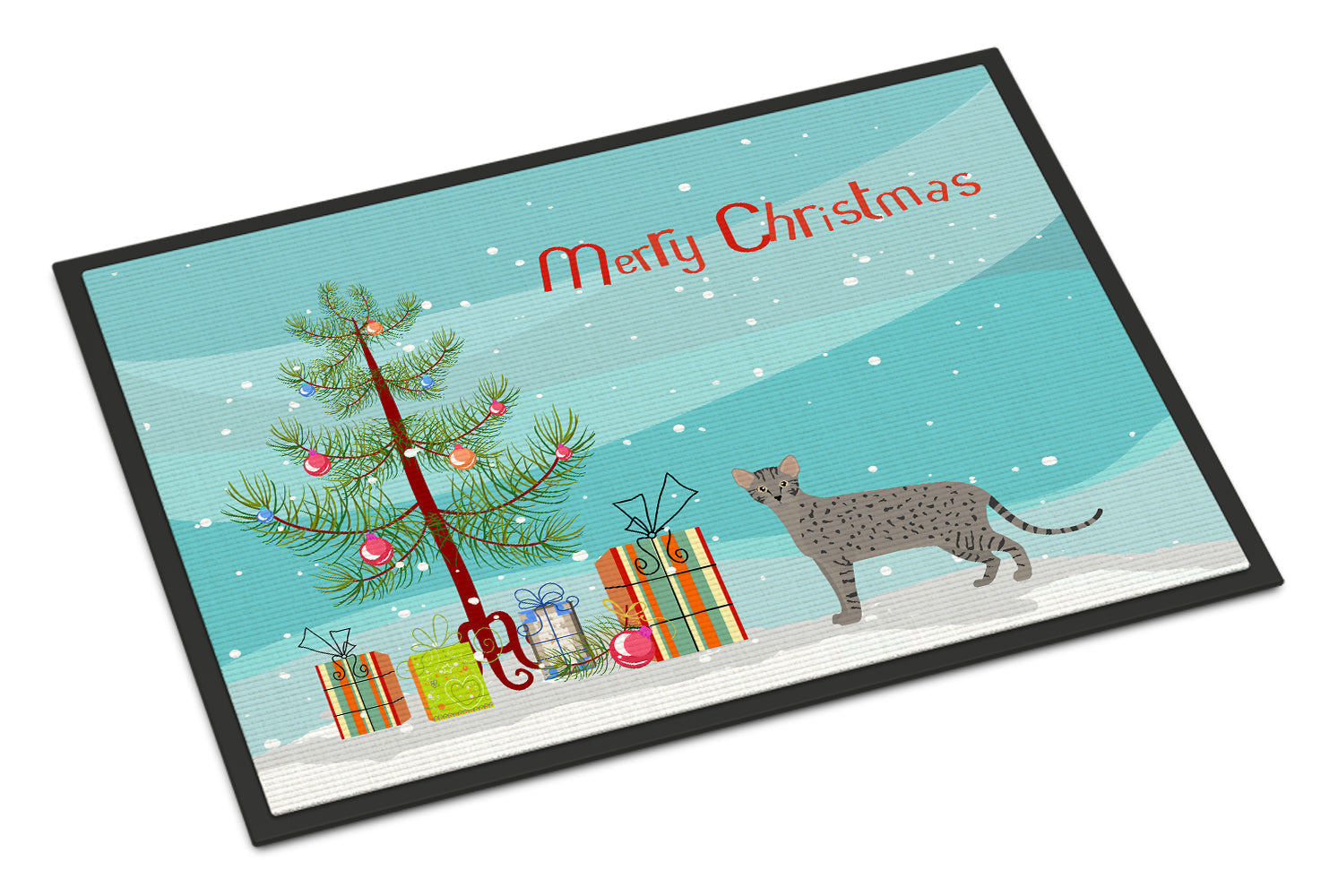 Safari Cat Christmas Doormat Indoor Outdoor 18H X 27W Front Door Mat Rugs for Entryway, Non Slip Washable