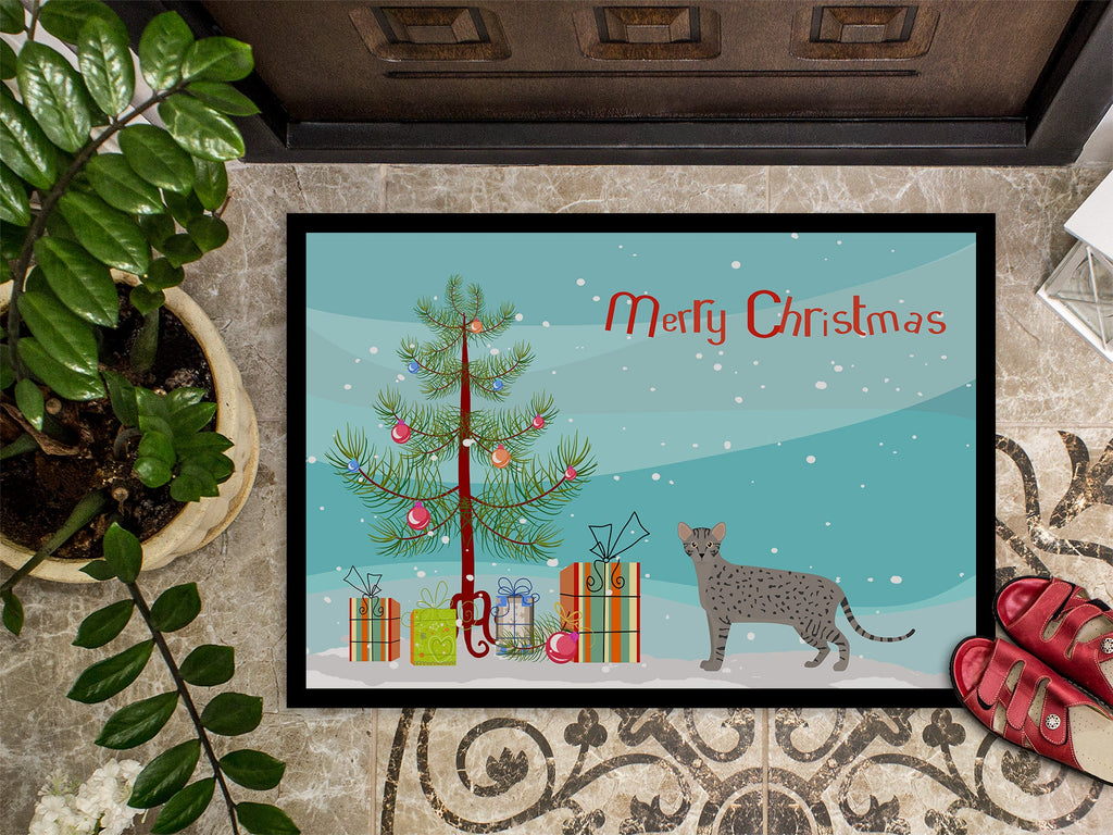 Safari Cat Christmas Doormat Indoor Outdoor 18H X 27W Front Door Mat Rugs for Entryway, Non Slip Washable