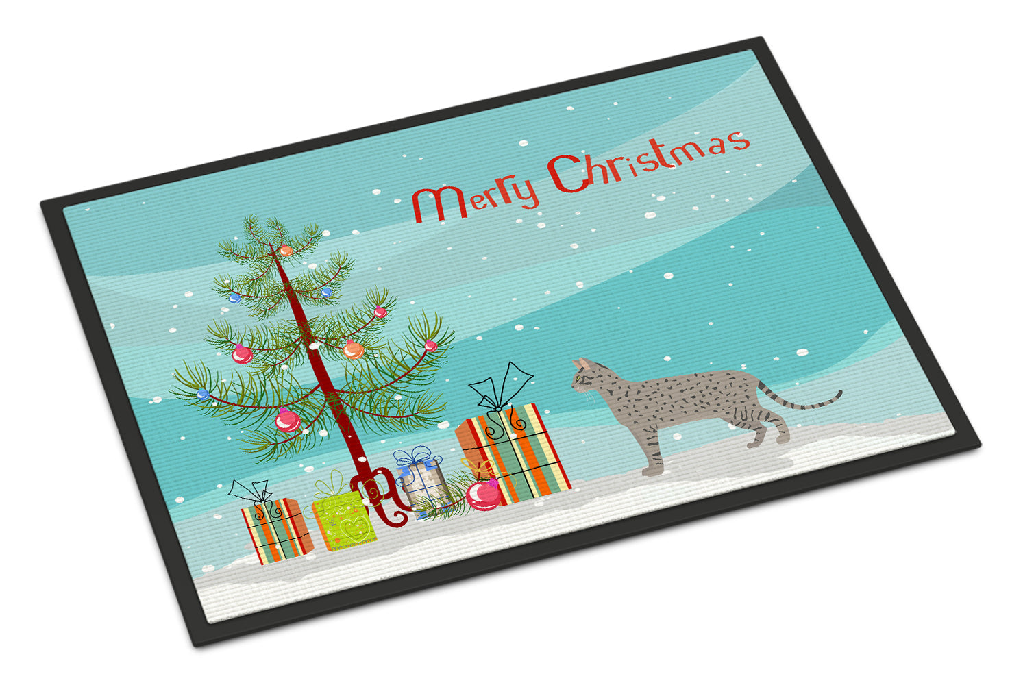 Safari Cat Christmas Doormat Indoor Outdoor 24H X 36W Front Door Mat Rugs for Entryway, Non Slip Washable Low Pile,