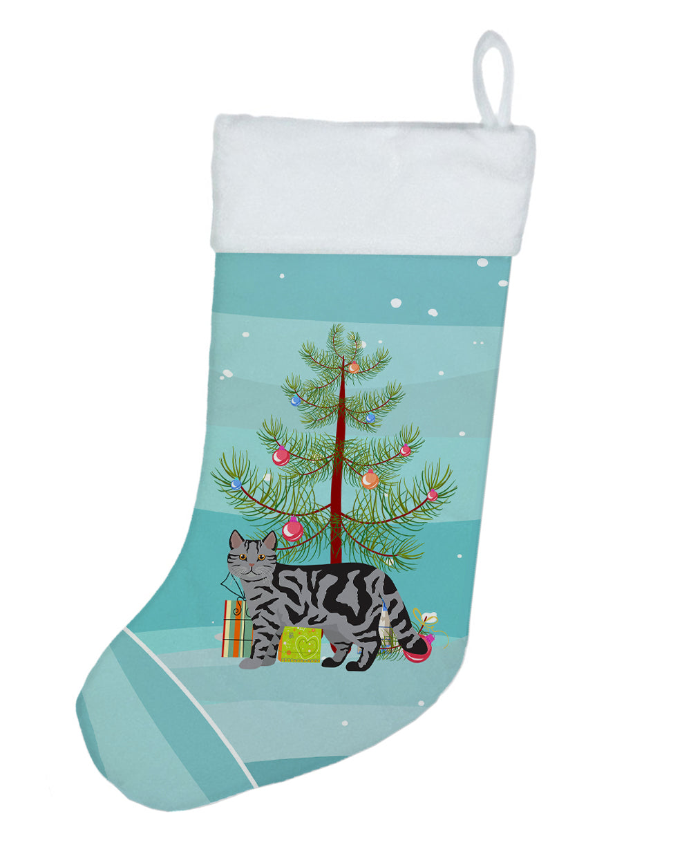 Scottish Straight Cat Christmas Holiday Stocking Double-Sided Print, Polyester Suede,11x18, Made in USA