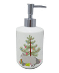 Selkirk Rex Cat Christmas Ceramic Soap Dispenser , Empty Refillable Hand Soap Pump Bottle for Bathroom Kitchen