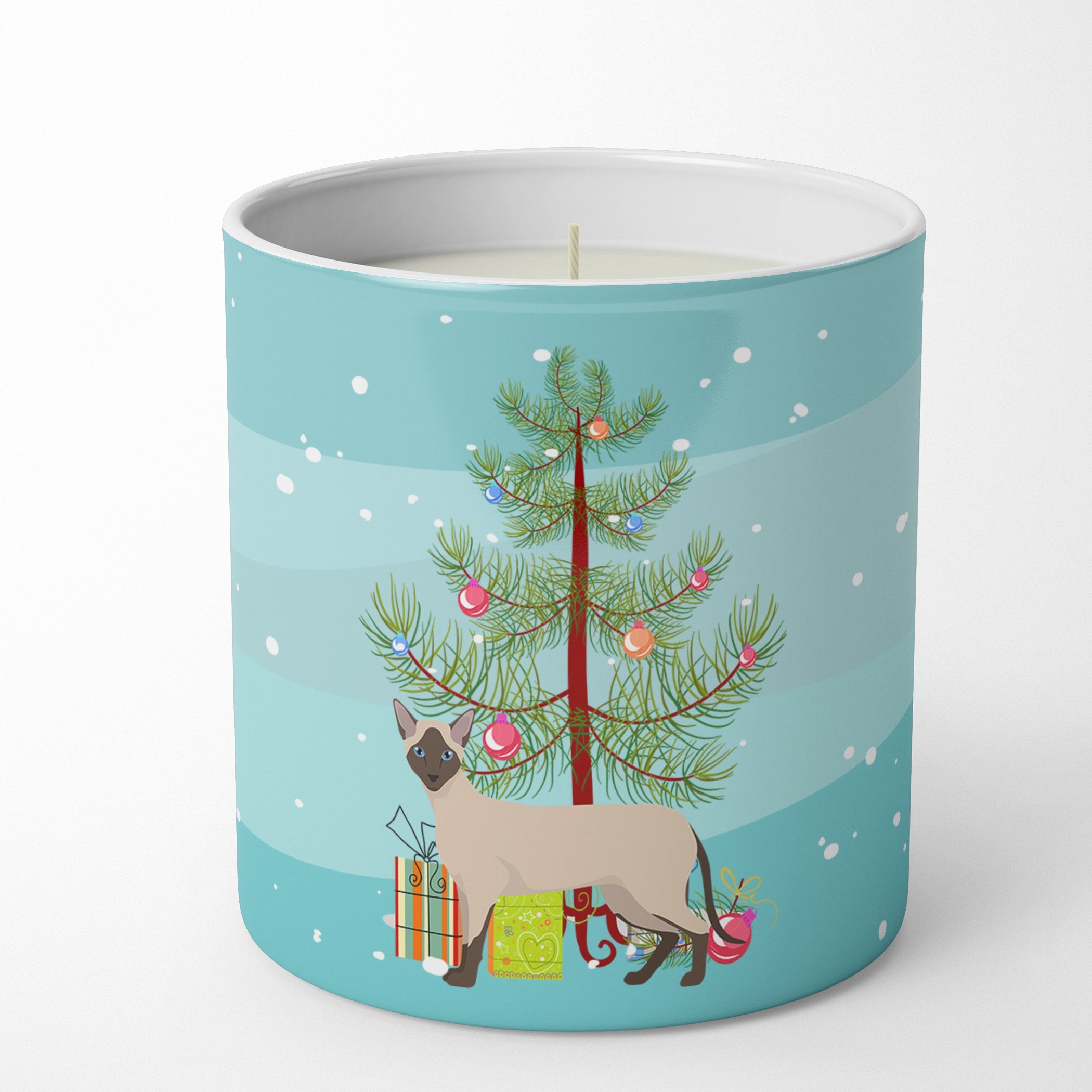 Siamese Modern Cat Christmas Decorative Soy Candle Nature Soy Wax Essential Oil Home Decor Ideal for Bedroom Kitchen Bath Office Gift, 10 oz