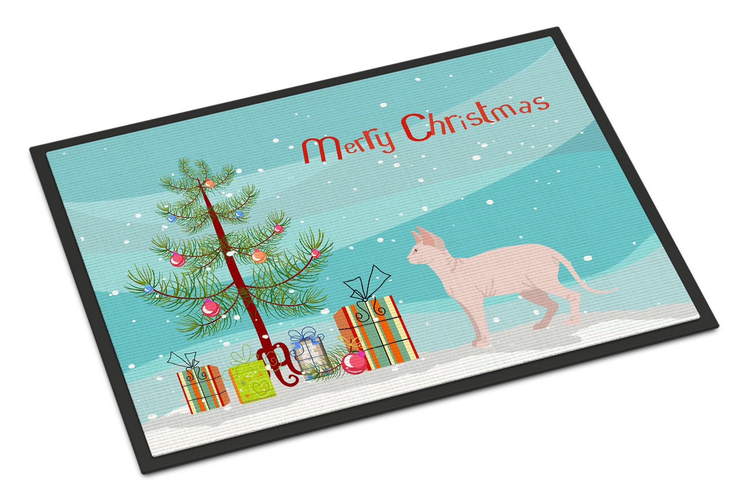 Sphynx Cat Christmas Doormat Indoor Outdoor 24H X 36W Front Door Mat Rugs for Entryway, Non Slip Washable Low Pile,