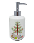 Thai Lilac Cat Christmas Ceramic Soap Dispenser , Empty Refillable Hand Soap Pump Bottle for Bathroom Kitchen