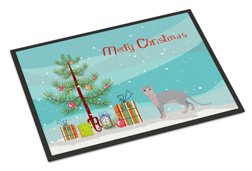 Ukrainian Levkoy Cat Christmas Doormat Indoor Outdoor 18H X 27W Front Door Mat Rugs for Entryway, Non Slip Washable