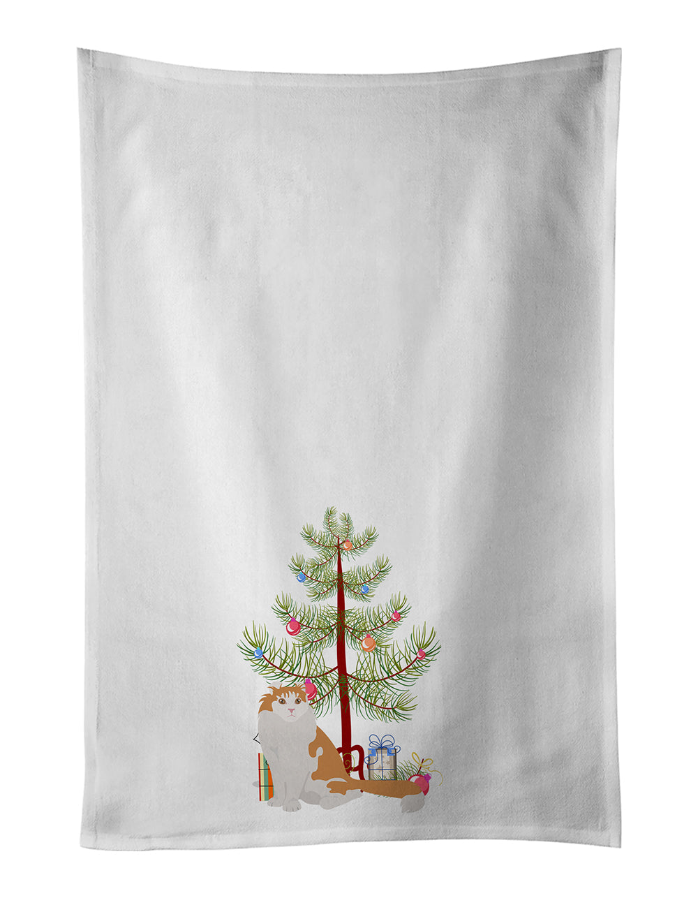 American Curl Cat Christmas Kitchen Towel Set of 2 White Dish Towels Decorative Bathroom Hand towel for Hand, Face, Hair, Yoga, Tea, Dishcloth, 19 X 28", White