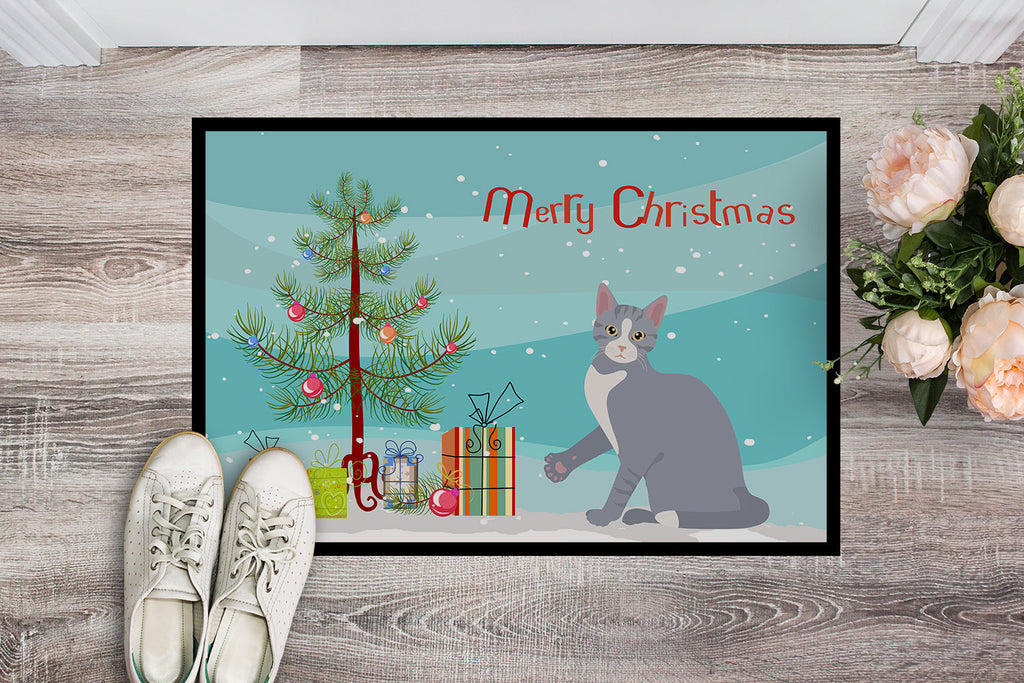 American Polydactyl Cat Christmas Doormat Indoor Outdoor 24H X 36W Front Door Mat Rugs for Entryway, Non Slip Washable Low Pile,