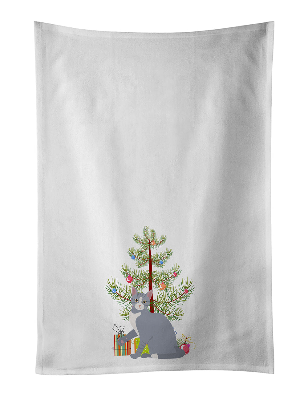 American Polydactyl Cat Christmas Kitchen Towel Set of 2 White Dish Towels Decorative Bathroom Hand towel for Hand, Face, Hair, Yoga, Tea, Dishcloth, 19 X 28", White