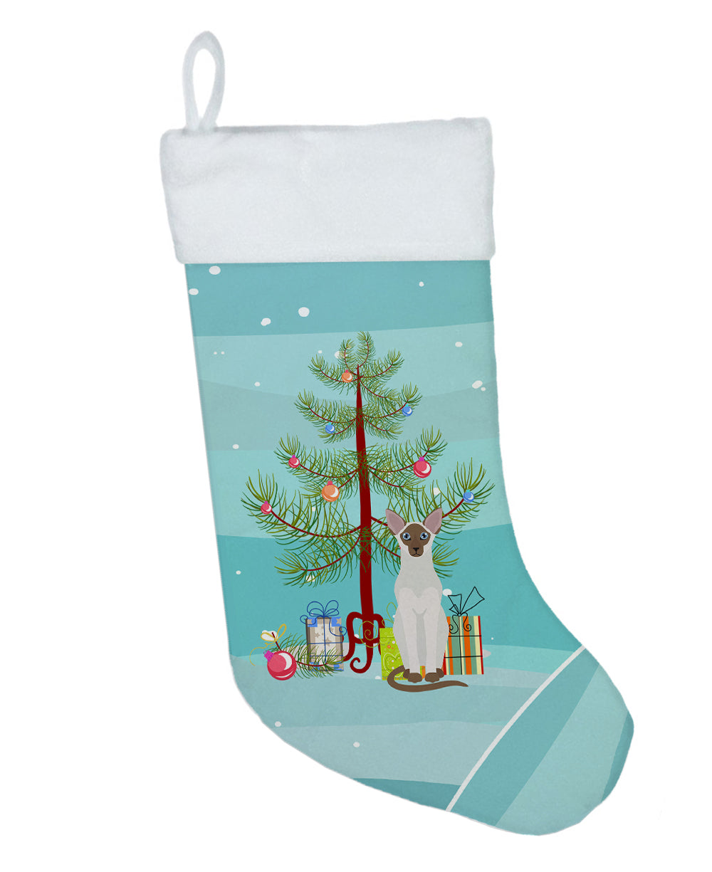 Colorpoint Shorthair Cat Christmas Holiday Stocking Double-Sided Print, Polyester Suede,11x18, Made in USA