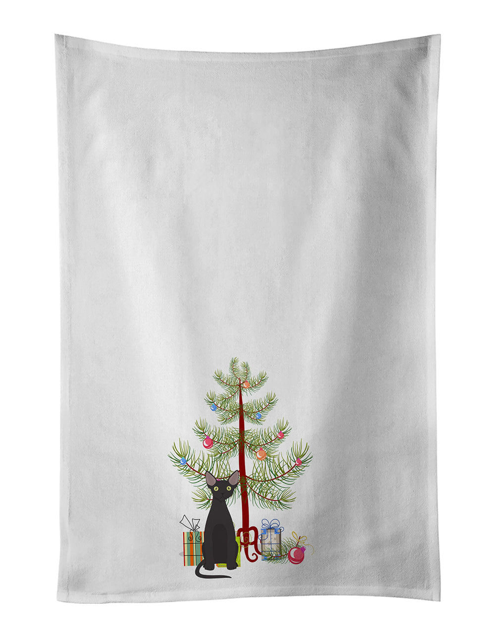Devon Rex Cat Christmas Kitchen Towel Set of 2 White Dish Towels Decorative Bathroom Hand towel for Hand, Face, Hair, Yoga, Tea, Dishcloth, 19 X 28", White
