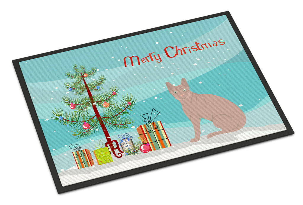 Don Sphynx Cat Christmas Doormat Indoor Outdoor 24H X 36W Front Door Mat Rugs for Entryway, Non Slip Washable Low Pile,