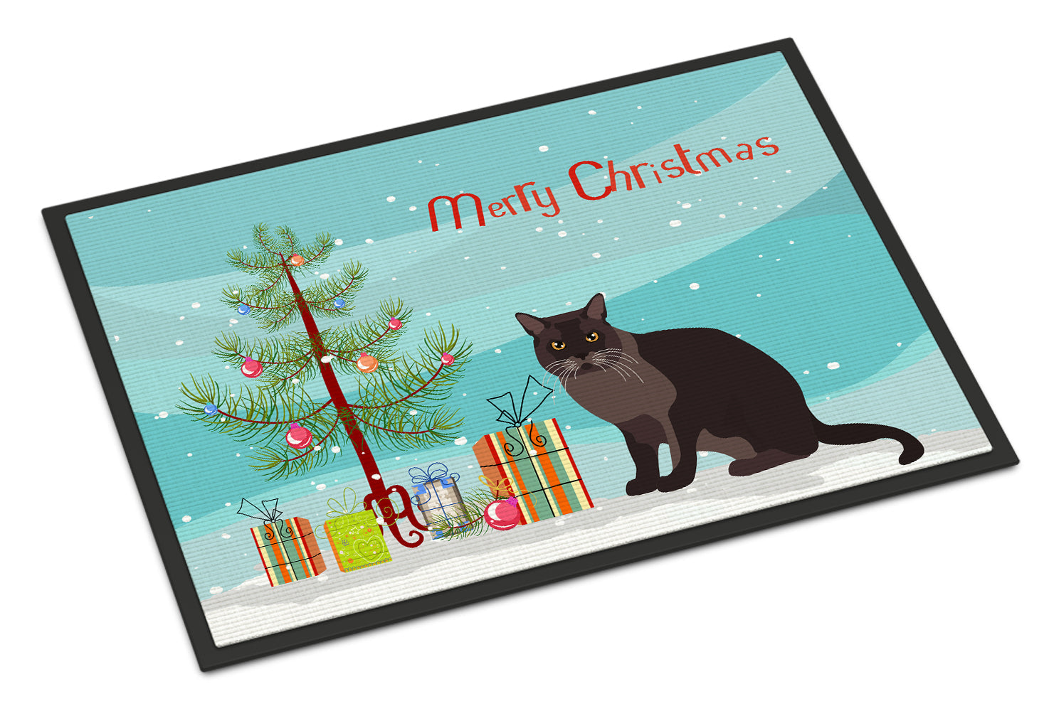 European Burmese Cat Christmas Doormat Indoor Outdoor 18H X 27W Front Door Mat Rugs for Entryway, Non Slip Washable