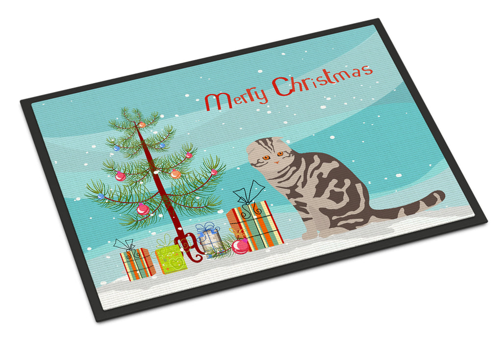 Foldex Exotic Fold Cat Christmas Doormat Indoor Outdoor 24H X 36W Front Door Mat Rugs for Entryway, Non Slip Washable Low Pile,