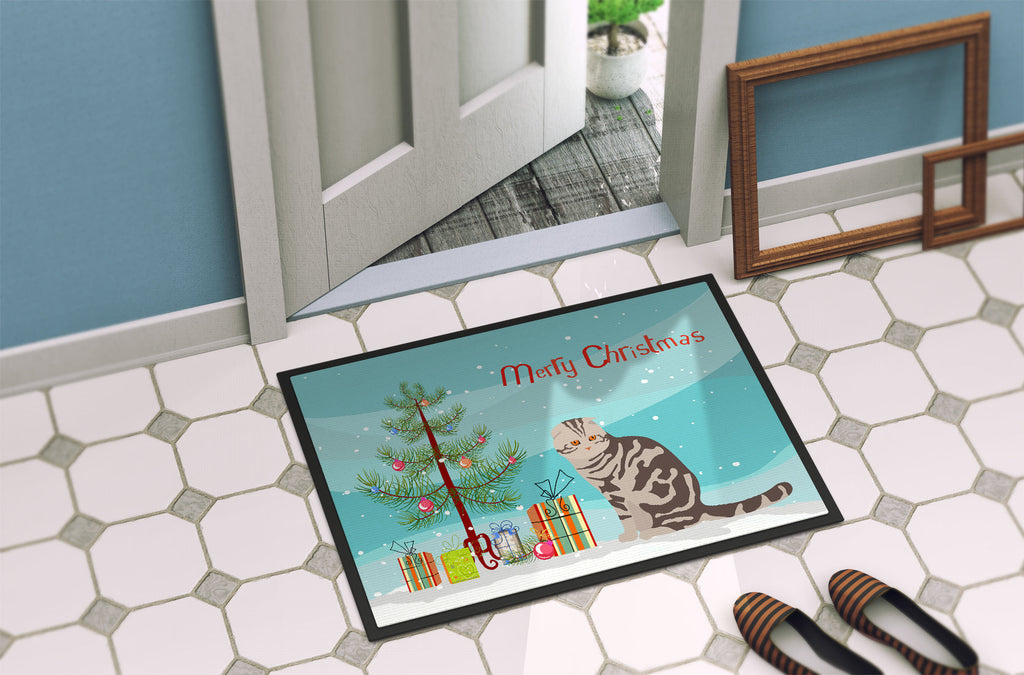 Foldex Exotic Fold Cat Christmas Doormat Indoor Outdoor 18H X 27W Front Door Mat Rugs for Entryway, Non Slip Washable