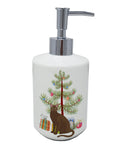 Havana Brown Cat Christmas Ceramic Soap Dispenser , Empty Refillable Hand Soap Pump Bottle for Bathroom Kitchen