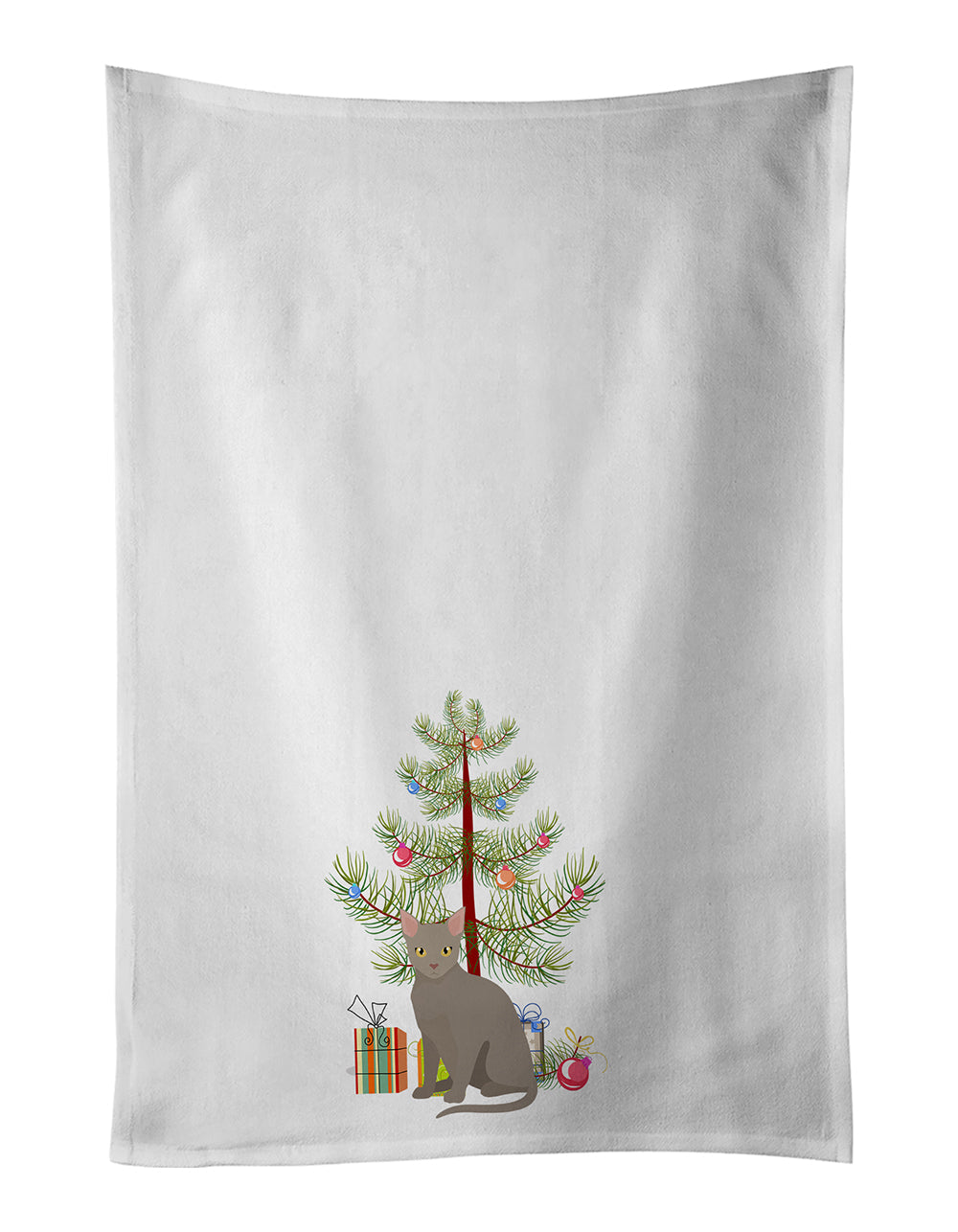 Malayan Cat Christmas Kitchen Towel Set of 2 White Dish Towels Decorative Bathroom Hand towel for Hand, Face, Hair, Yoga, Tea, Dishcloth, 19 X 28", White