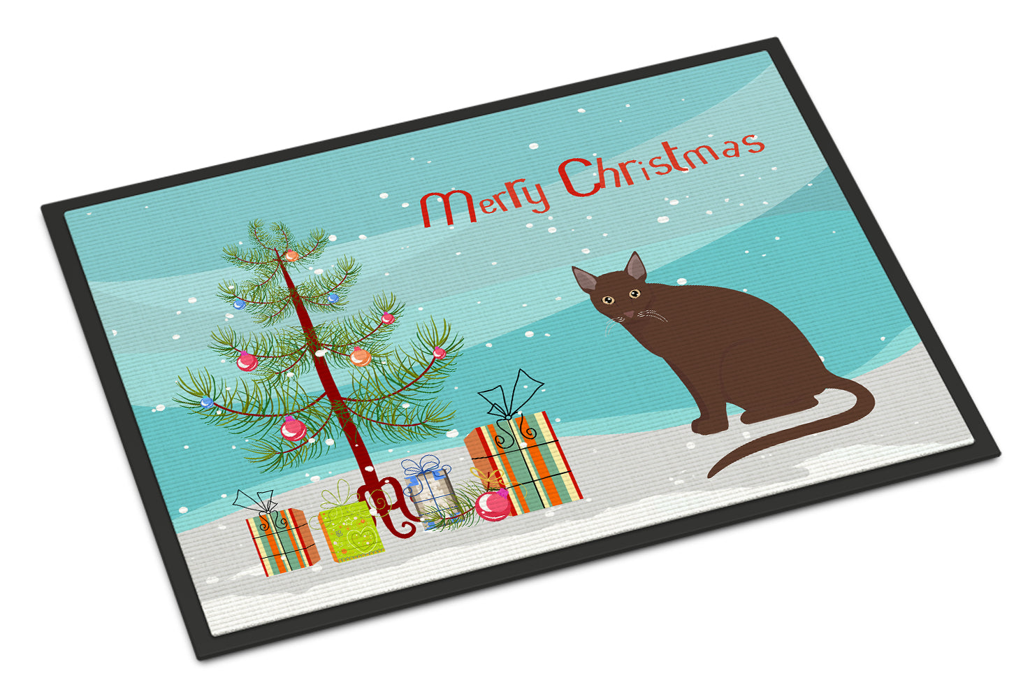 Raas Cat Christmas Doormat Indoor Outdoor 24H X 36W Front Door Mat Rugs for Entryway, Non Slip Washable Low Pile,