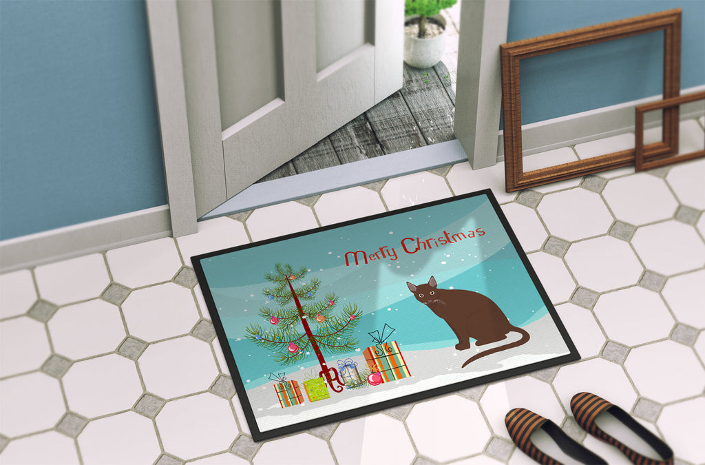 Raas Cat Christmas Doormat Indoor Outdoor 24H X 36W Front Door Mat Rugs for Entryway, Non Slip Washable Low Pile,