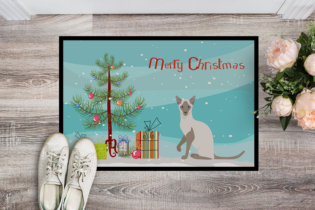 Siamese Modern Cat Christmas Doormat Indoor Outdoor 24H X 36W Front Door Mat Rugs for Entryway, Non Slip Washable Low Pile,