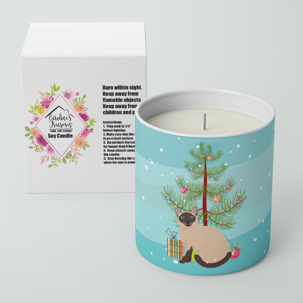 Siamese Traditional Cat Christmas Decorative Soy Candle Nature Soy Wax Essential Oil Home Decor Ideal for Bedroom Kitchen Bath Office Gift, 10 oz