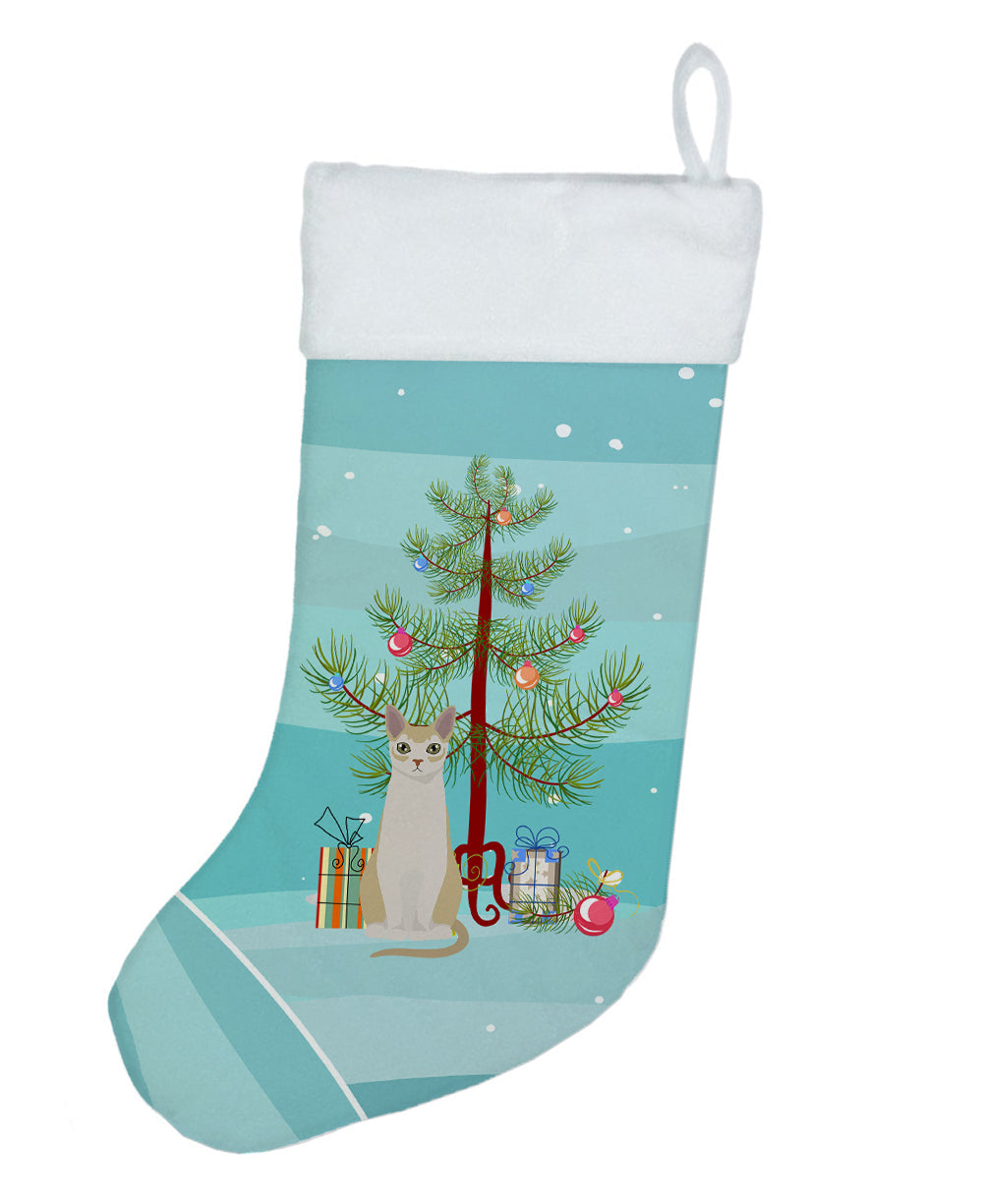 Singapura Cat Christmas Holiday Stocking Double-Sided Print, Polyester Suede,11x18, Made in USA