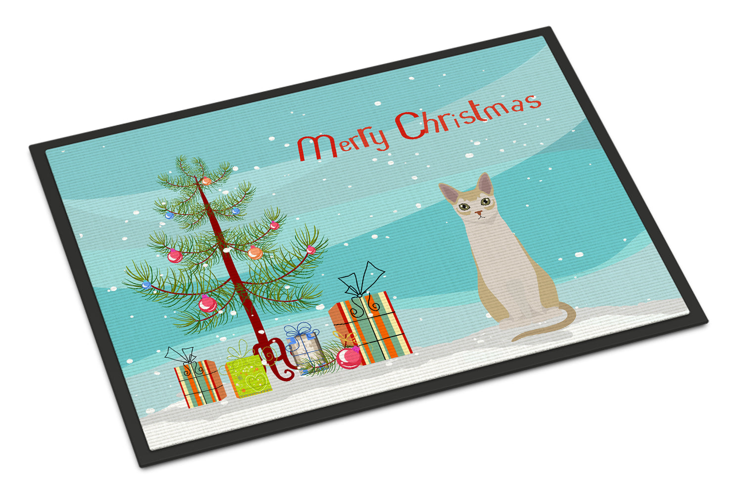 Singapura Cat Christmas Doormat Indoor Outdoor 18H X 27W Front Door Mat Rugs for Entryway, Non Slip Washable